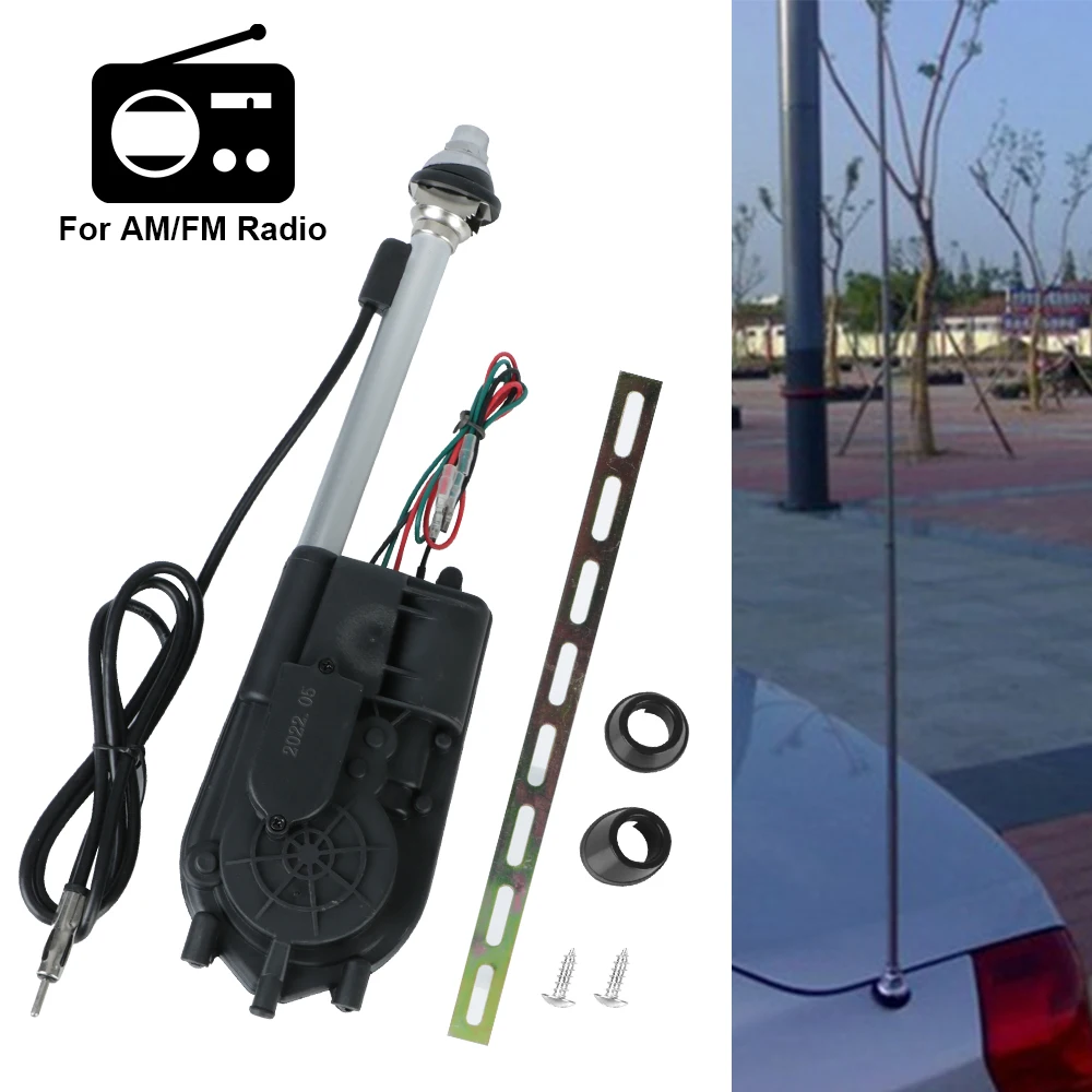 For Car Suv Am Fm Radio Waterproof Electric Power Universal Automatic Telescopic Antenna Exterior Vehicle Aerials 12V