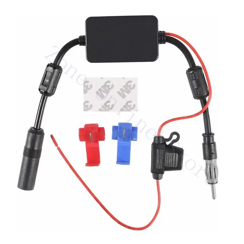 12V Universal Car Stereo Fm Radio Antenna Signal Booster Amp Power Din Plug Adapter Adapter Per Veicolo Suv Car Audio Radio