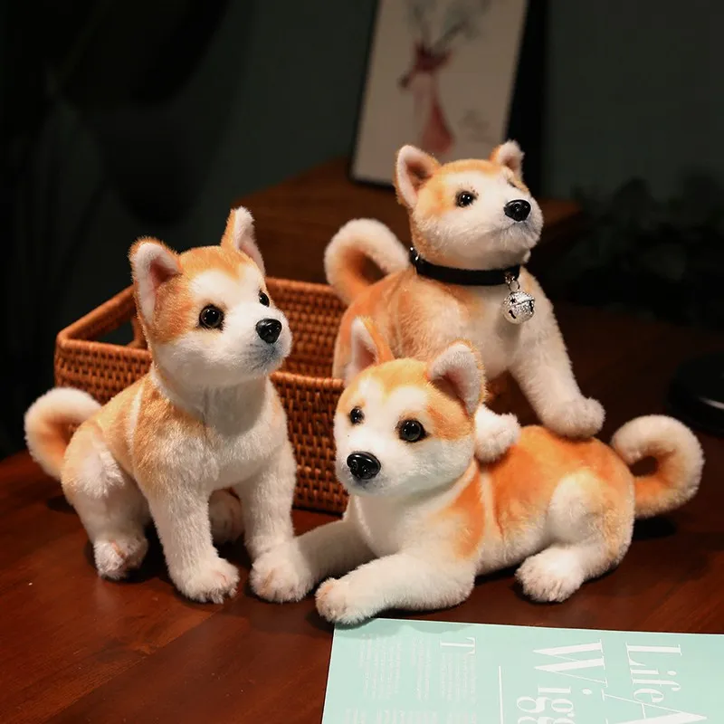 Simulazione Akita Dog Realistic Lovely Dog Dolls Peluche Ripiene Giocattoli Animali Per Bambini Bambini Compleanno Regalo Di Natale Decorazioni Per La