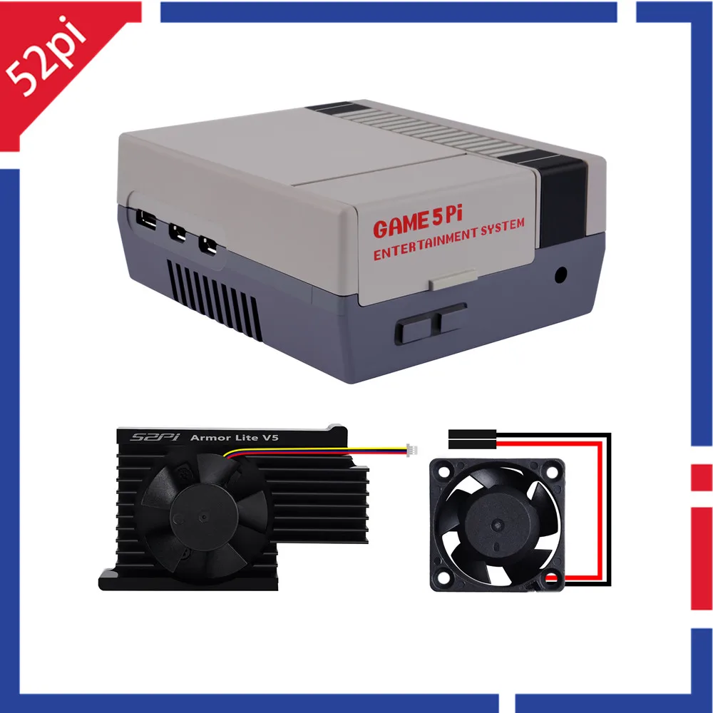52Pi Raspberry Pi 5 Game5 Pi Case Enlosure Shell Per Raspberry Pi 5 Con Armor Lite V5 Cooler
