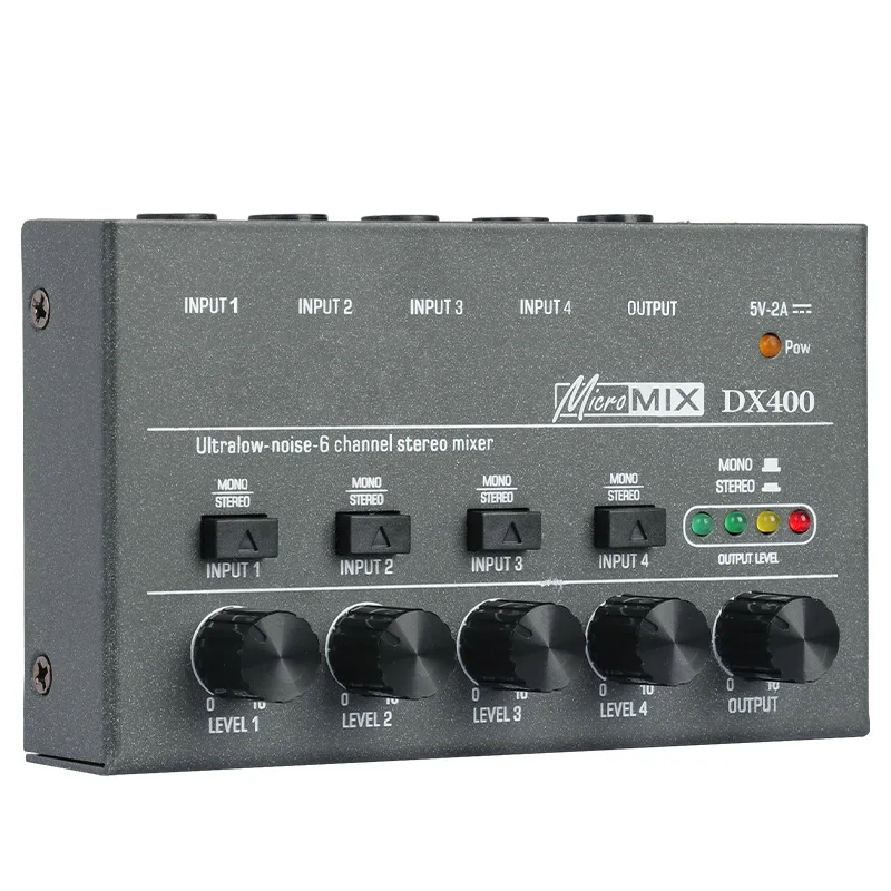 Mixer Audios Aggiornato Dx400/600/800 Ultra Low Noise 4/6/8 Channel Line Mixer Mini Sound Mixer Alimentatore Dc5V Funzionamento Facile