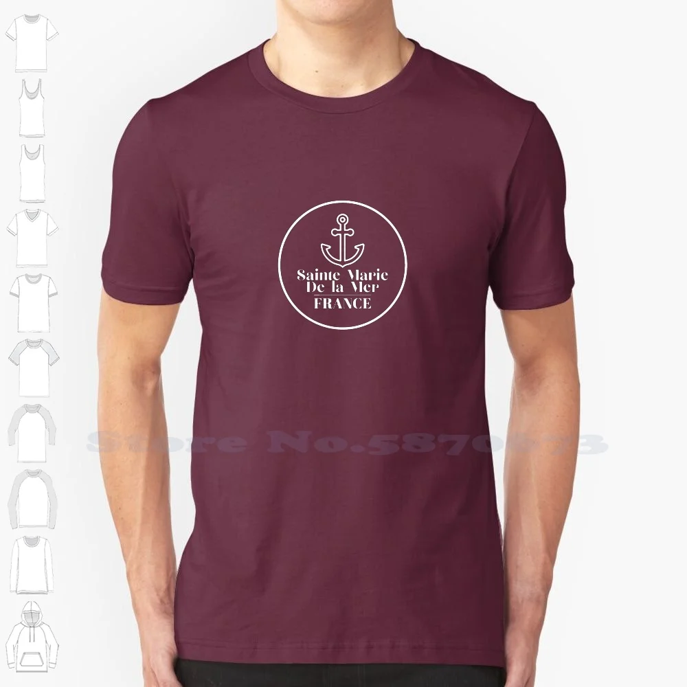 Saint-Marie-De-La-Mer? Francia? Porto? Anchor Fashion Vintage Tshirt T-Shirt Jean Marie De France Stile Francese
