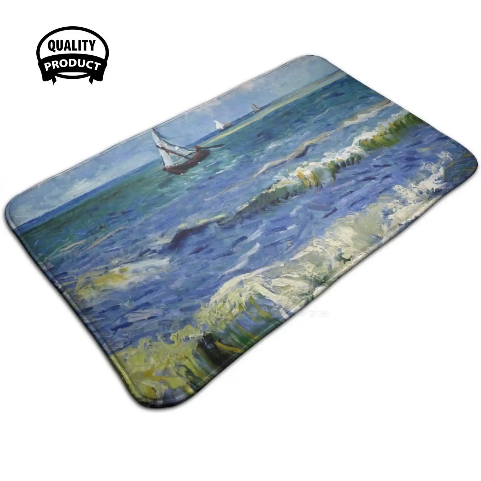 Vincent Van Gogh "The Sea At Les Saintes - Maries - De - La-Mer" 1888 Soft Foot Pad Room Goods Tappeto Vincent Van Gogh