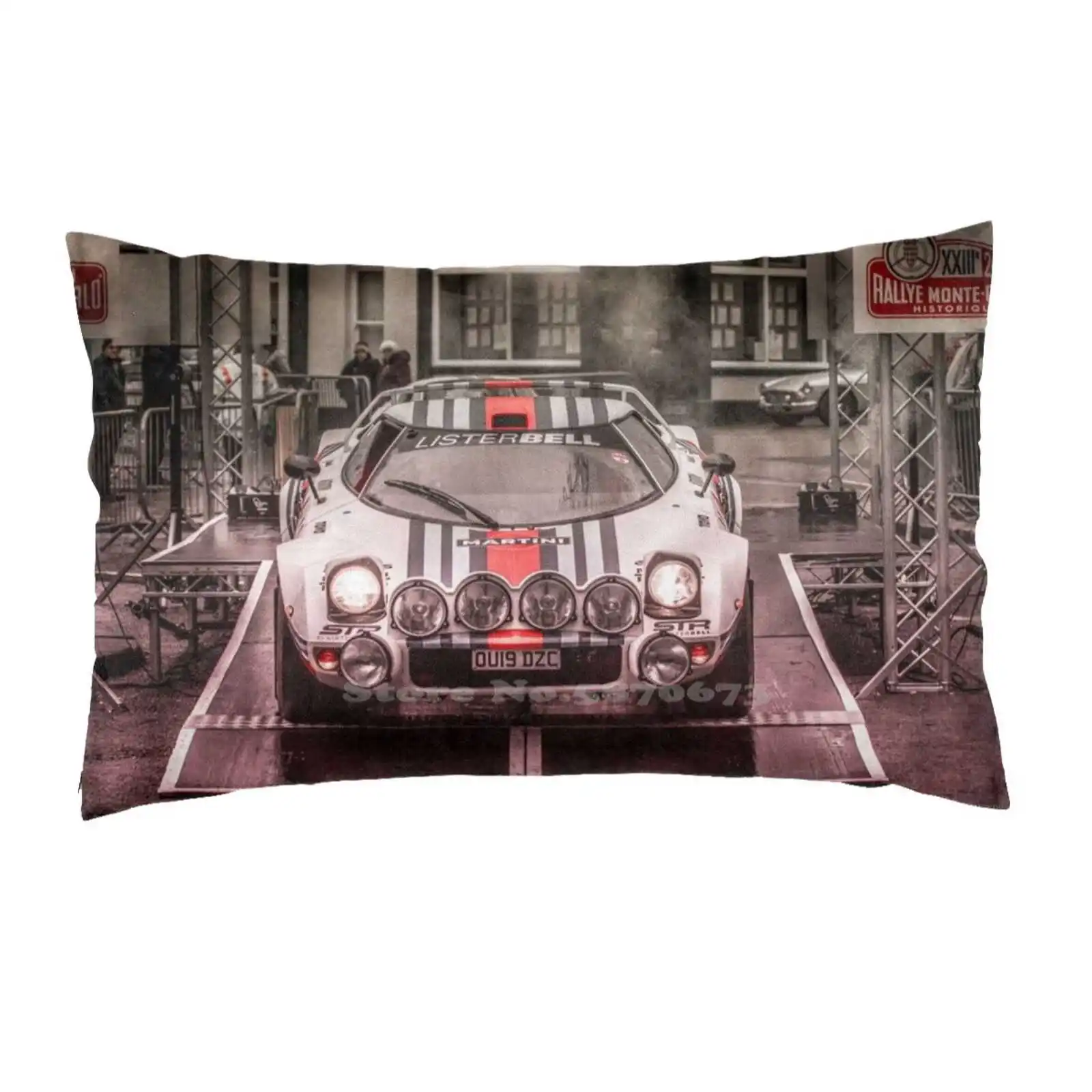 Lancia Stratos Rally Car In Martini Racing Livvery Fashion Pillow Cover Rettangolo Federa Lancia Stratos Lister Bell I Racing