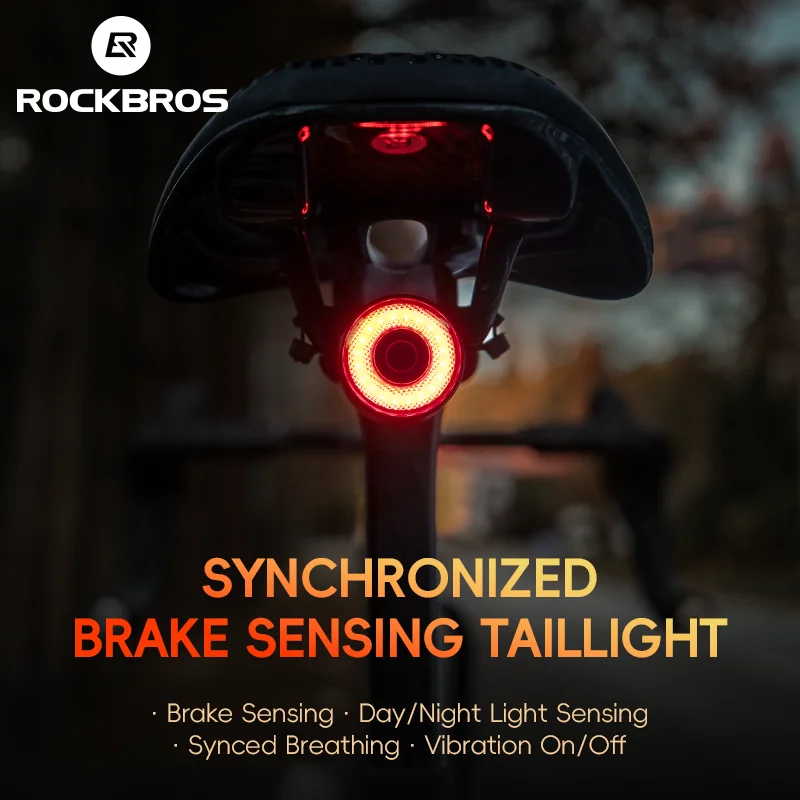 Rockbros Bicyclefanale Posteriore Smart Brake Sensing Day/Night Sensing Impermeabile Type-C Fanale Posteriore Per Ciclismo Accessori Per Bici Serie R