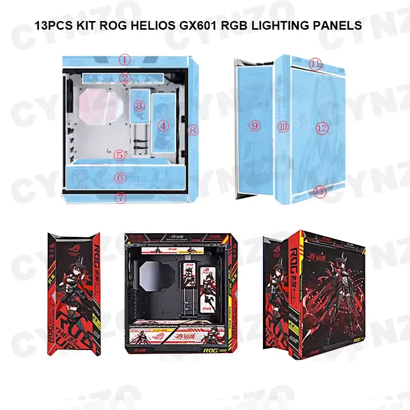 13Pcs Rog Helios Chassis Lightboard Per Asus Strix Gx601 Case,5V Argb Aura Sync Custom Gamers Cabinet Refit Pannelli Di Illuminazione 2023