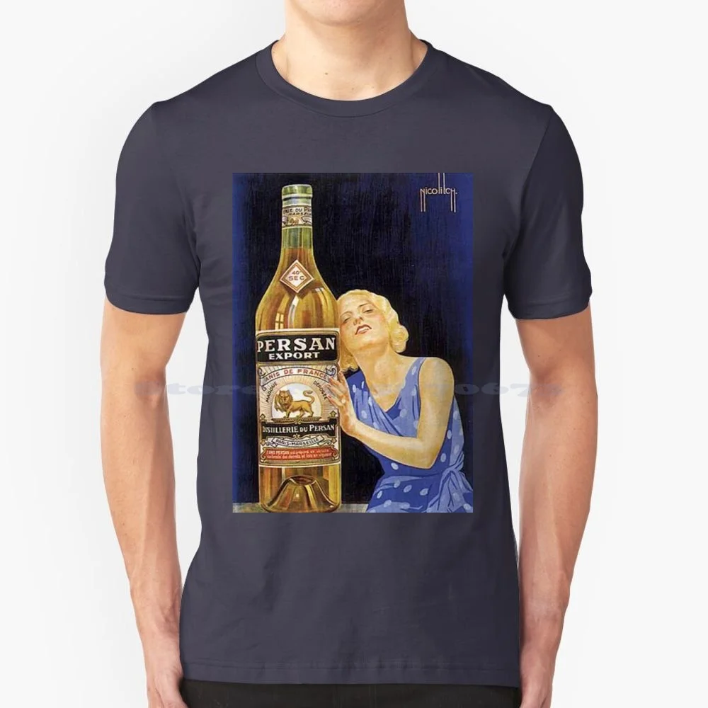 Woman And Wine Poster T Shirt 100% Cotton Tee Cocktail Soda Spritz Campari Beer Bar Vemsa Italiana Retro Classic Vintage