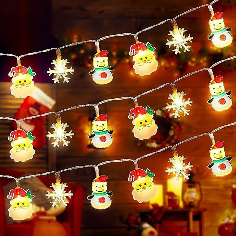 1.5M 10Led Christmas Light String Snowman Santa Cluas Xmas Tree Lamp String Hanging Ornaments Pendenti Buon Natale Decor