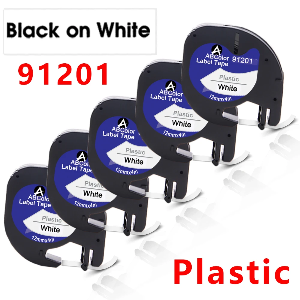 5Pk 91201 Tape Compatibile Per Dymo Letratag 12267 91200 91202 91201 91221 91331 12Mm Nastri Per Etichette Per Dymo Letratag Label Maker
