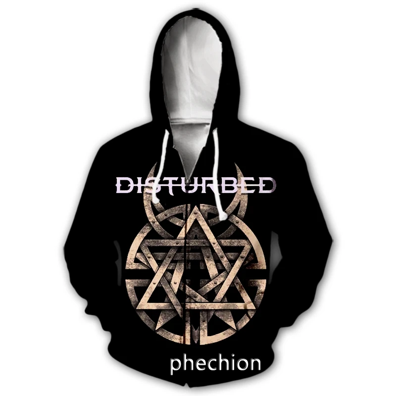 Phechion New Fashion Uomo/Donna Turbed Rock Band 3D Print Felpe Con Zip A Maniche Lunghe Casual Uomo Felpe Con Zip Sportive Allentate J27
