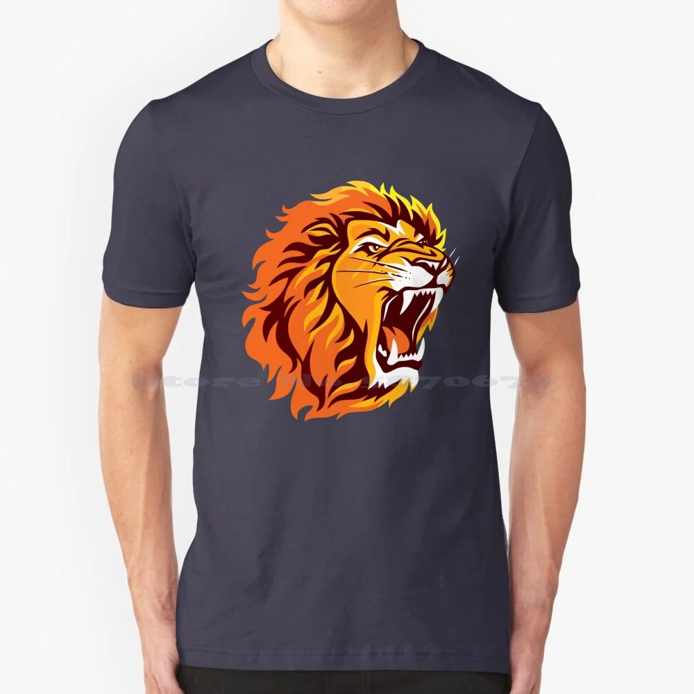 Maglietta Testa Di Leone 100% Cotone Tee Lion Nestlé Candy Chocolate Caramel Snack Feline Animal Orange Jungle