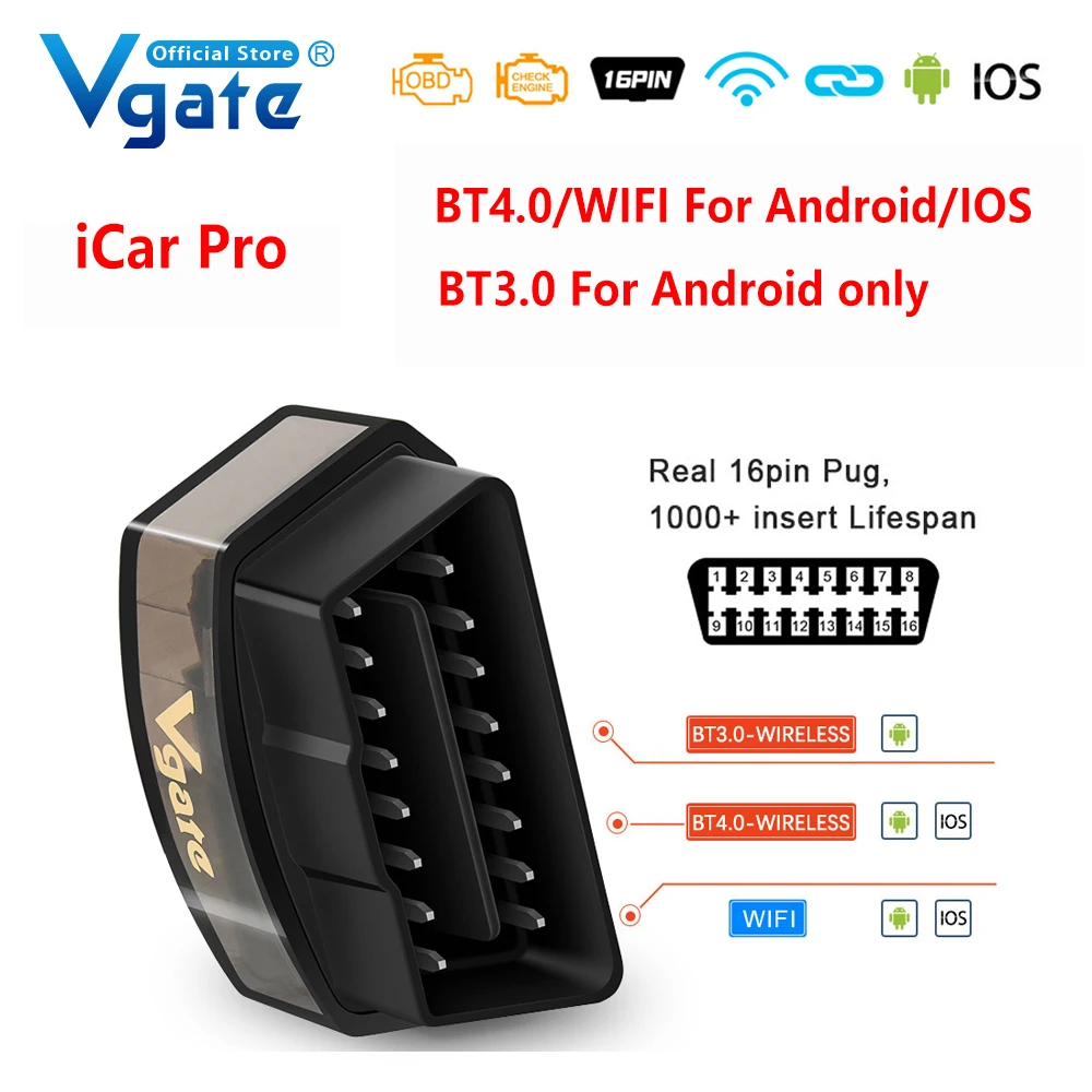 Scanner Per Auto Vgate Icar Pro Elm 327 Obd Per Android/Ios Wifi Obd Elm327 Bluetooth 4.0 Obd 2 Strumenti Diagnostici Strumento Scanner Automatico