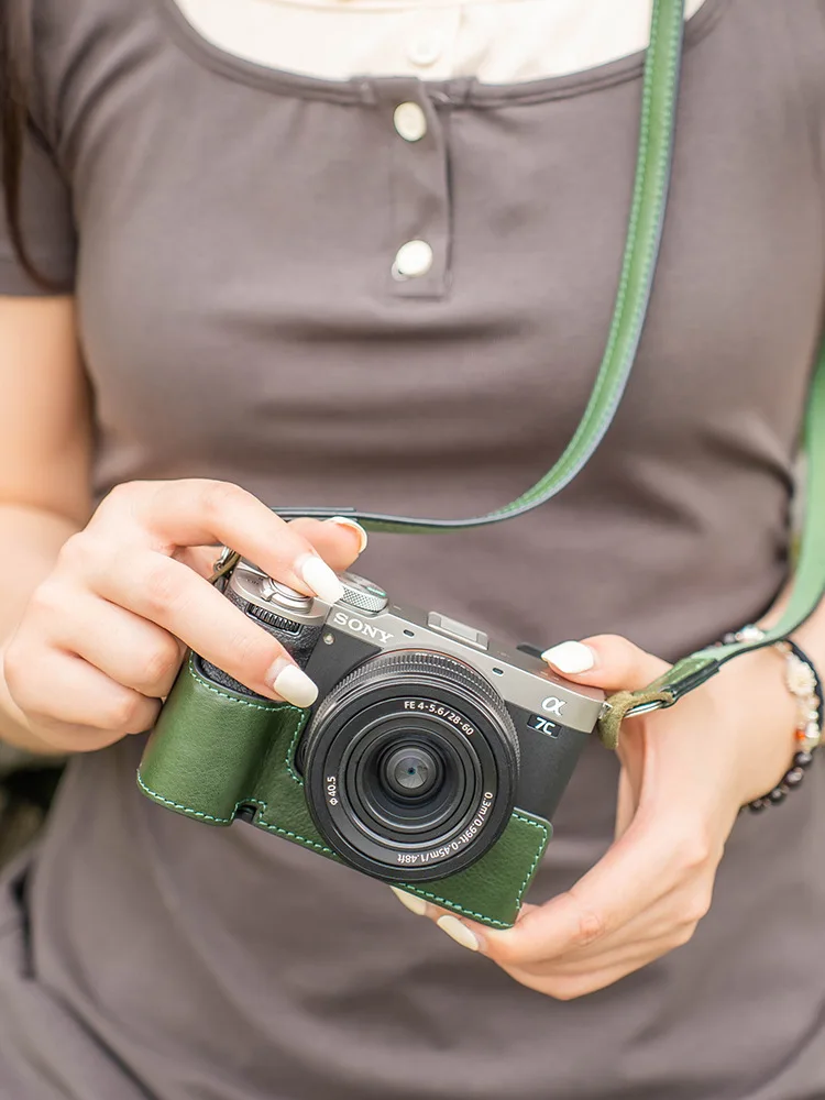 Per Sony A7C2 A7C Custodia Protettiva In Vera Pelle Con Tracolla Per Fotocamera