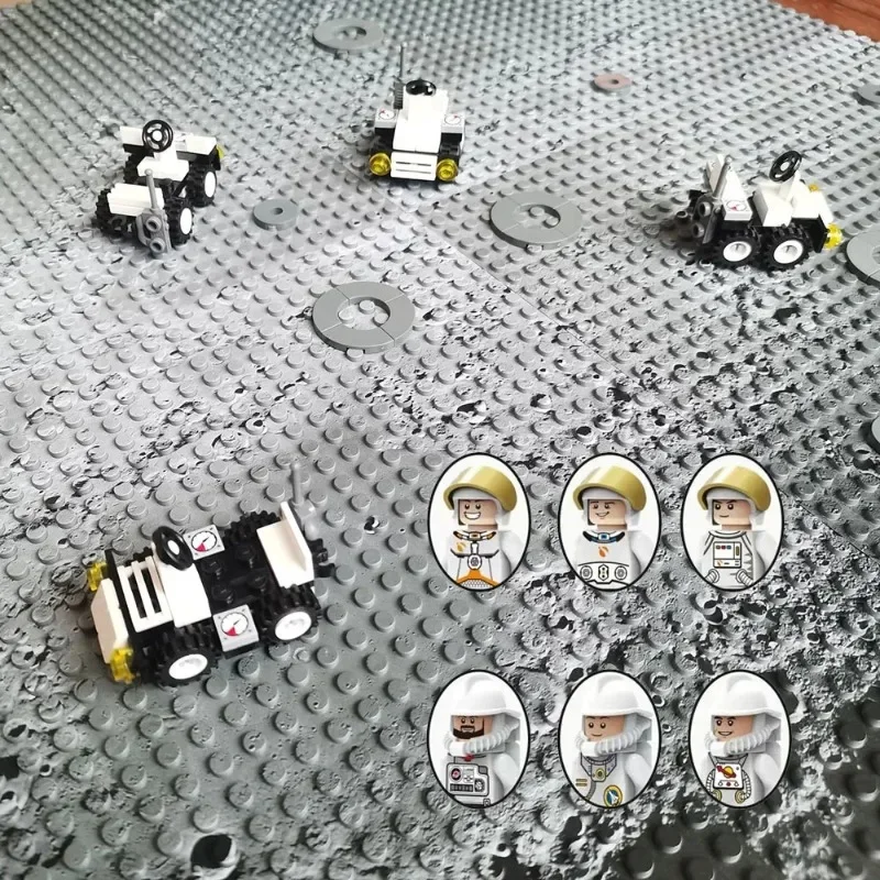 Esplora L'Astronauta Con Moon Rover Space Lunar Baseplate Mars Exploration Building Block Esplorazione Spazio Visita Universo