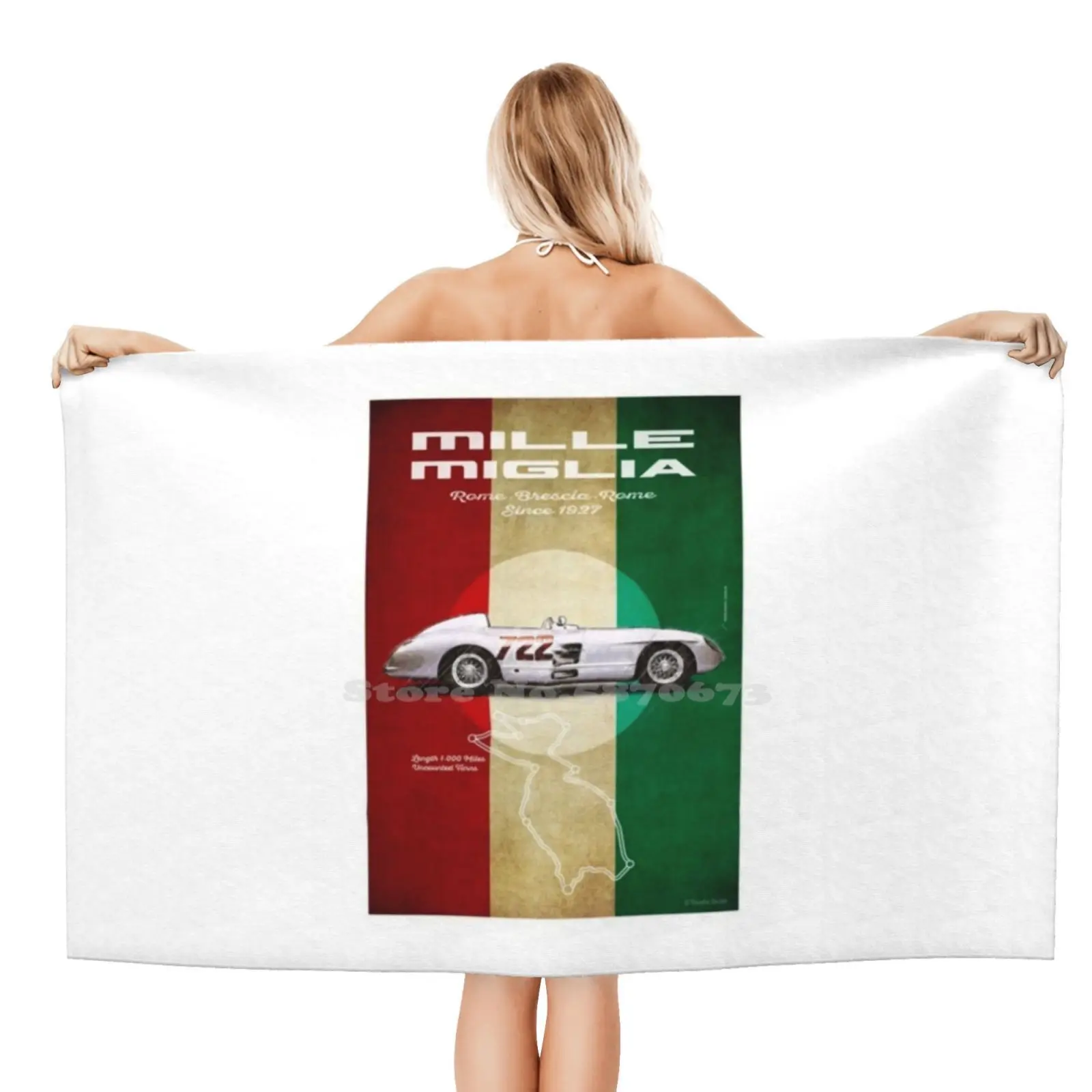 Mille Miglia Racettrack Asciugamano Da Bagno In Microfibra Vintage Telo Da Mare Pista Da Corsa Raceway Raceway Racing Speed Driver Brooklands