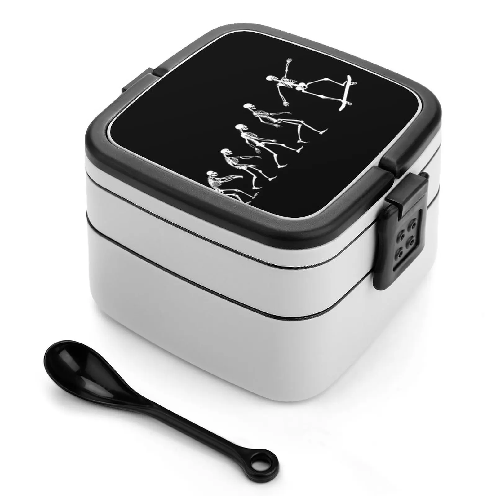 Evolution Skate Skinny Bento Box New Student Camping Lunch Dinner Lunch Box Cute Skate Cartoon Vector Skeleton Skull