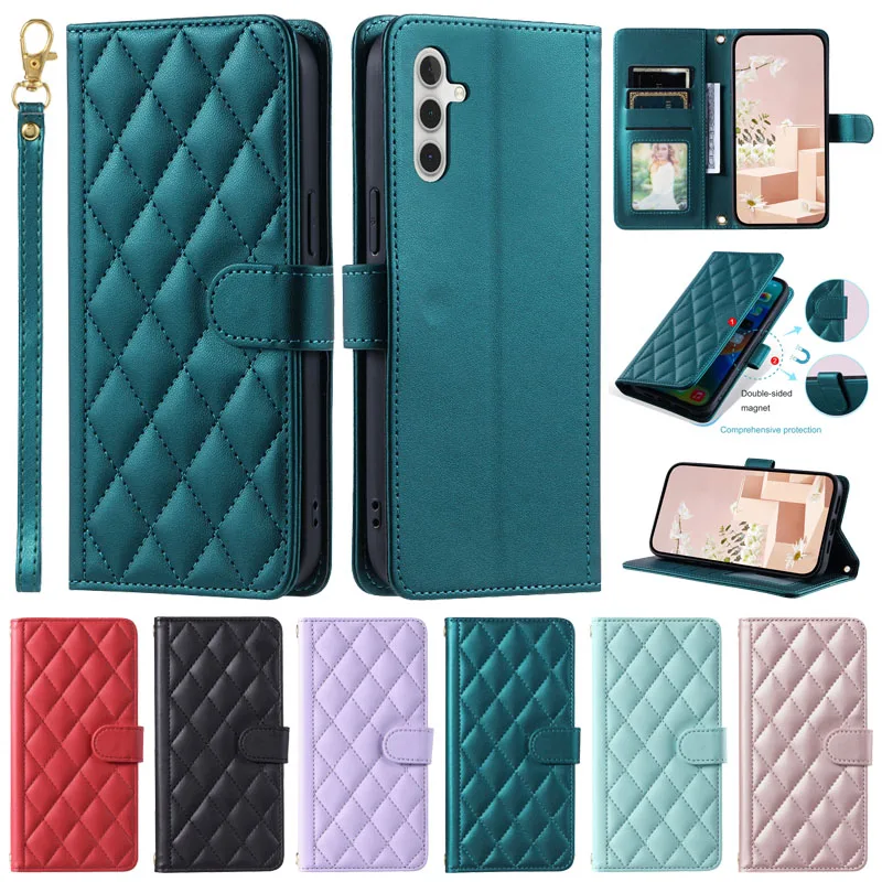 Custodia A Portafoglio Moda Per Samsung Galaxy A15 Cover Custodia A Conchiglia Modello Rombico Per Samsung A15 A 15 A25 A05S A35 A55 A05 Coque
