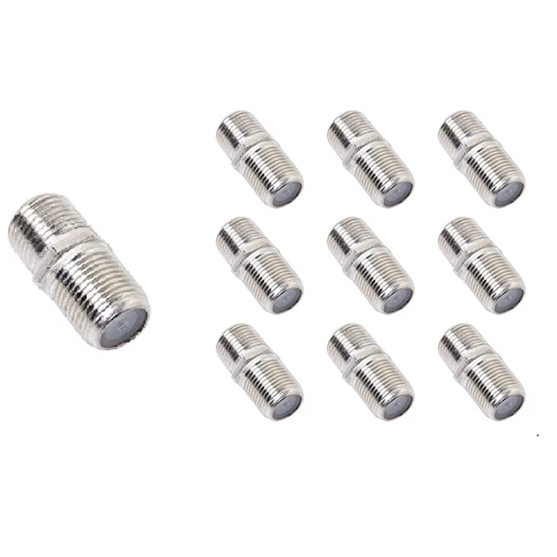 100 Pack Coassiale Cable Extender Ftype Adattatore Placcato Argento Femmina A Femmina Per Cavi Tv, Vcr