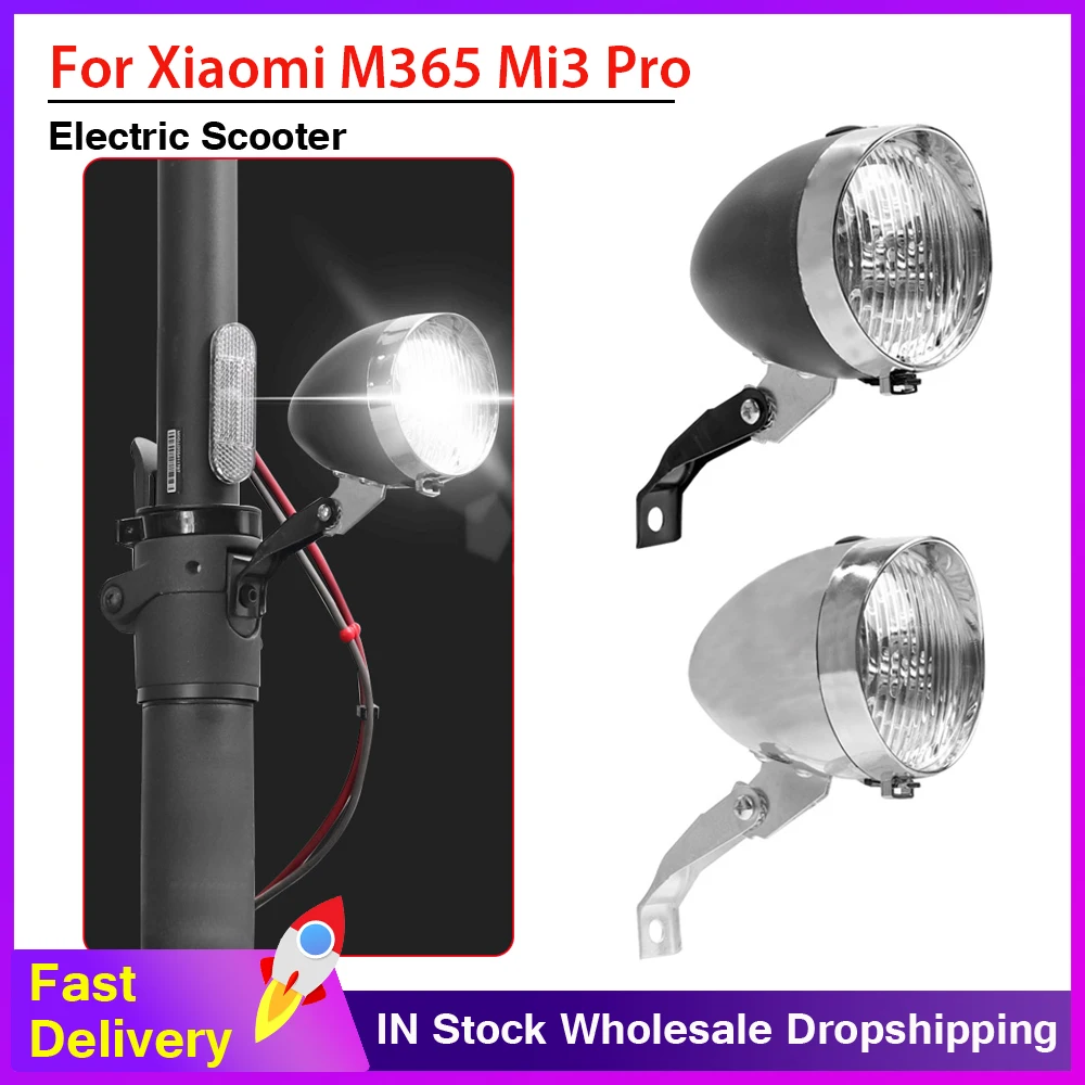 Scooter Elettrico Luce 3 Led Retro Classic Bike Faro Per Xiaomi M365 Mi3 Pro2 Pro Retro Head Light Lampada Di Sicurezza Fendinebbia Anteriore