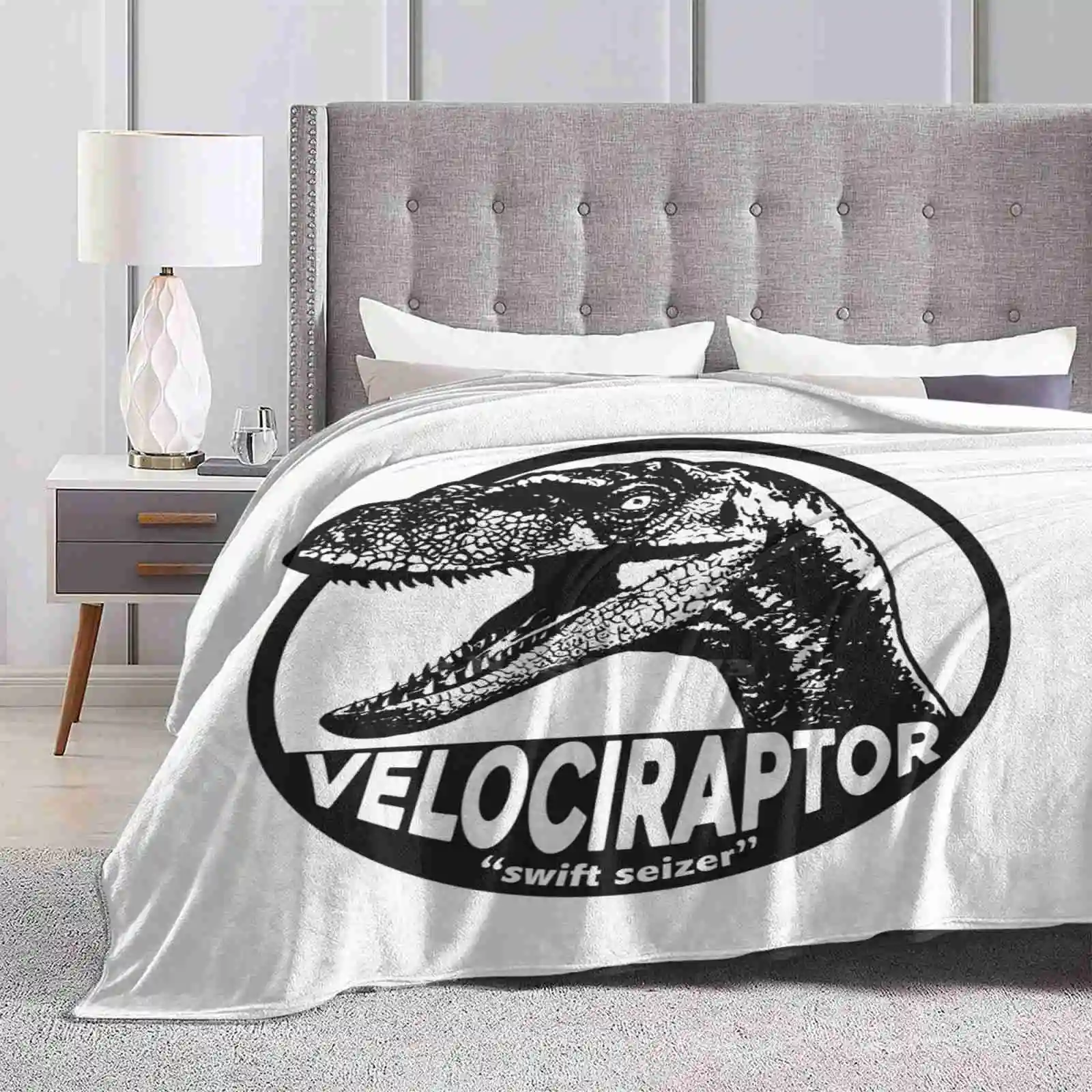 Velociraptor ( ) Coperte Morbide Super Calde Gettare Su Divano/Letto/Viaggio Velociraptor Blue Dinosaurs Mondo Prefabbricato