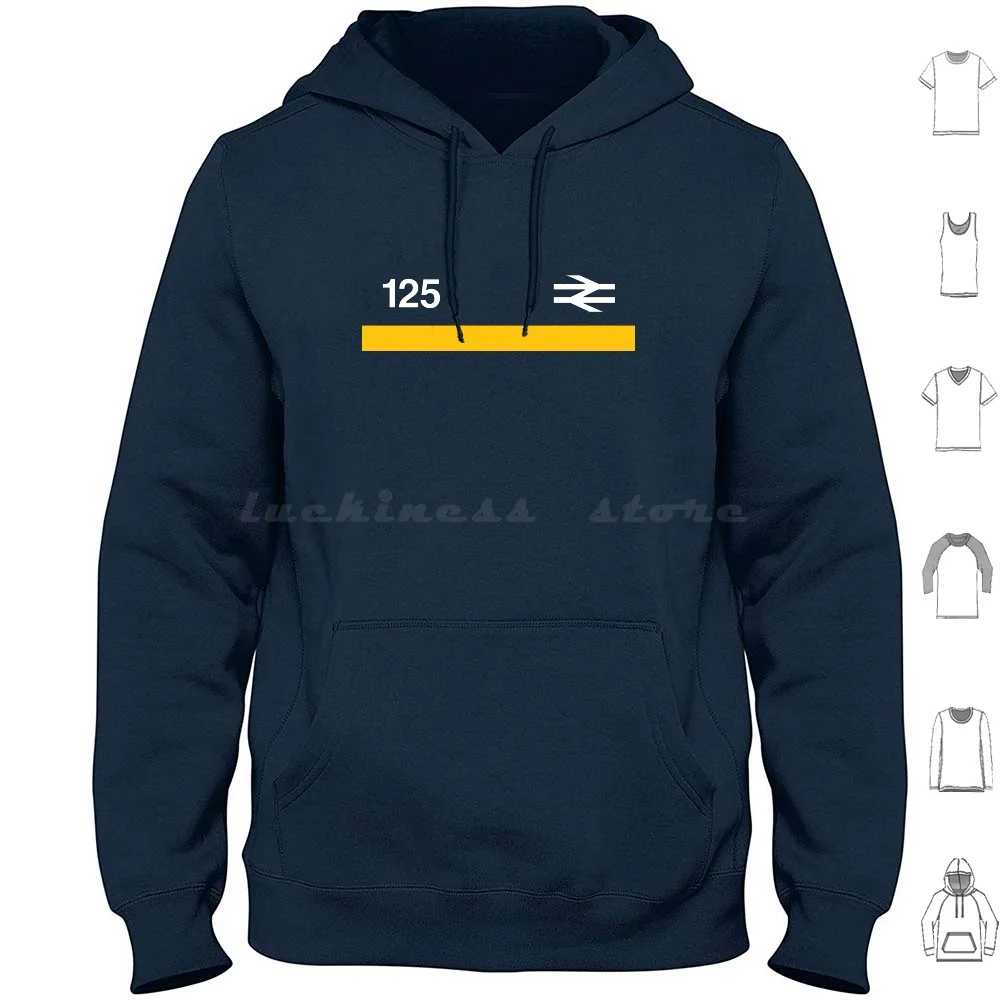 Intercity 125 Train Felpa Con Cappuccio In Cotone Manica Lunga Br British Rail Railway Train Liverpool Scozia Retro Oldskool 80S