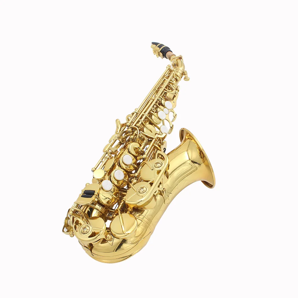 Ottone Dorato Intagliato Modello Bb Bend Althorn Sassofono Soprano Sax Pearl White Shell Buttons Wind Instrument