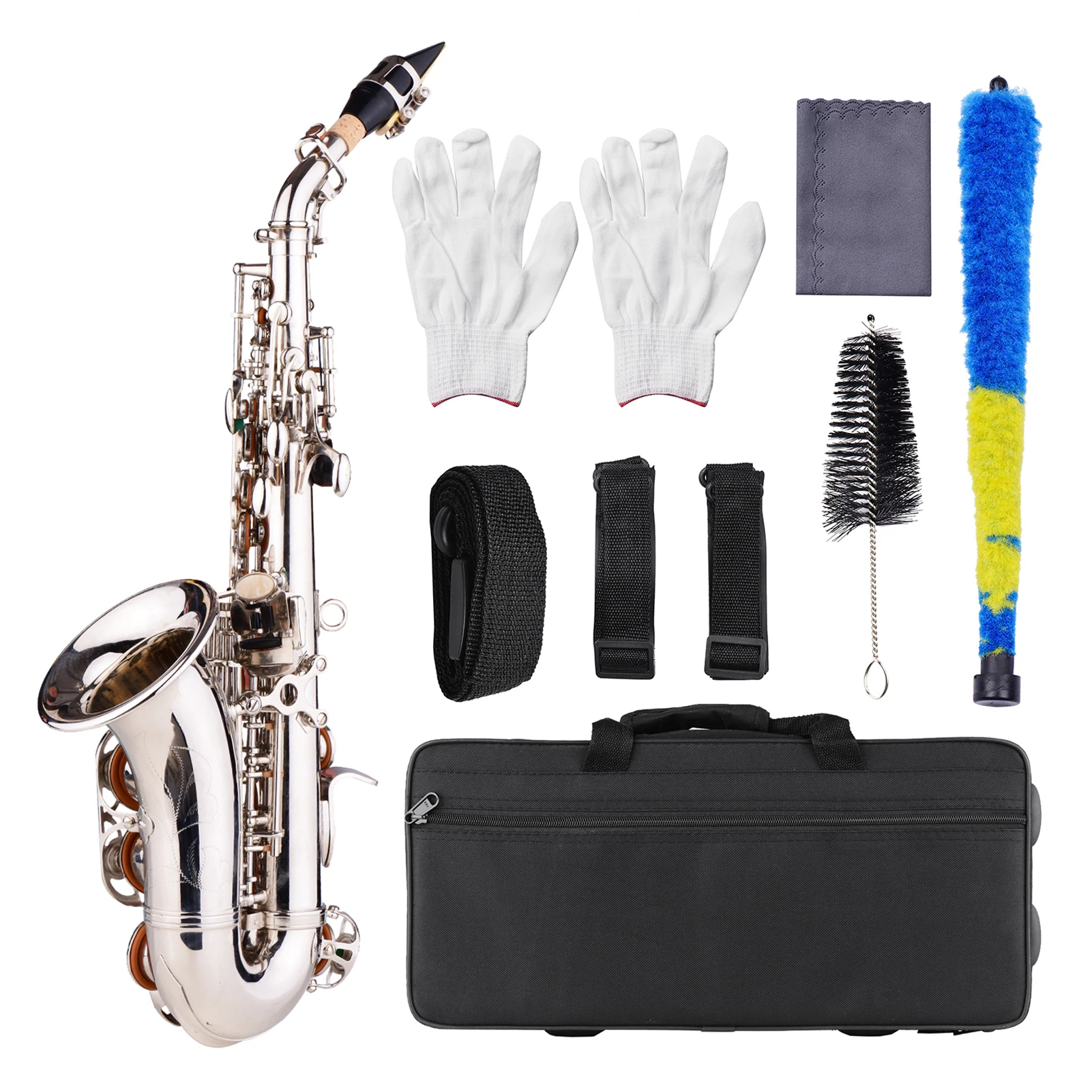 Ottone Dorato Intagliato Modello Bb Bend Althorn Sassofono Soprano Sax Pearl White Shell Buttons Wind Instrument