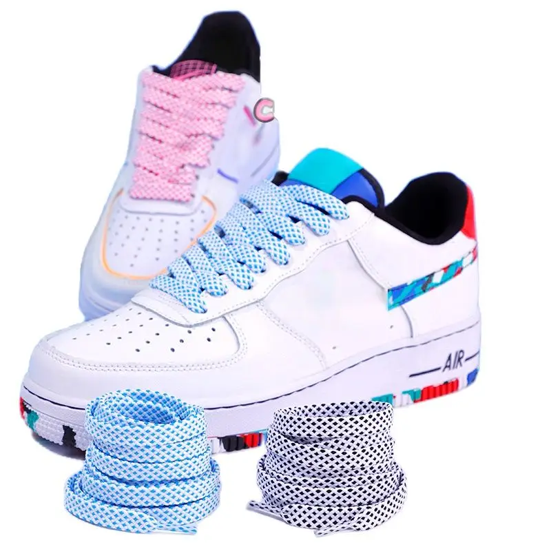 Lacci Piatti Da Donna Ins Piccole Scarpe Bianche Contrasto Colore Abbinato Lacci Corda Personalità Piatta Af1 Sport Da Uomo 100/120/140Cm