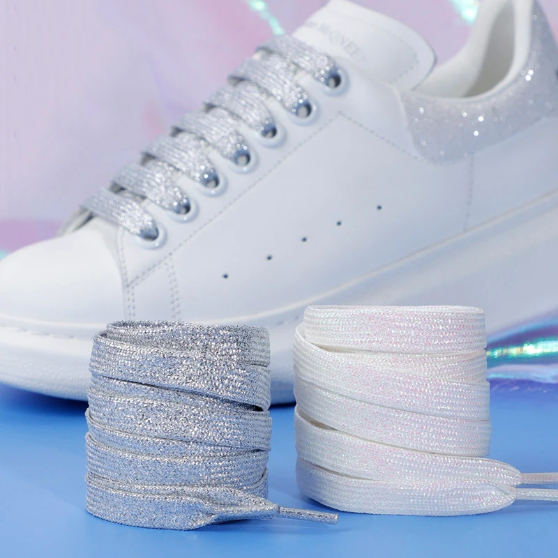 Lacci Delle Scarpe Af1 Piatti Aj Scarpe Bianche Piccole Ins Colore Di Tendenza Corda Per Scarpe Oro E Argento Mercerizzazione Oro E Argento