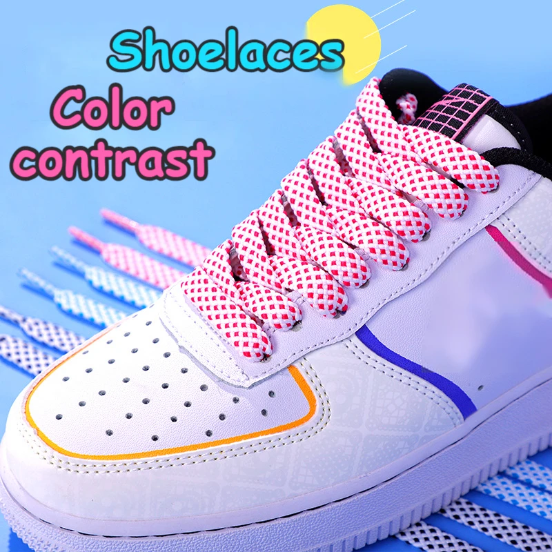 Lacci Piatti Da Donna Ins Piccole Scarpe Bianche Contrasto Colore Abbinato Lacci Corda Personalità Piatta Af1 Sport Da Uomo 100/120/140Cm