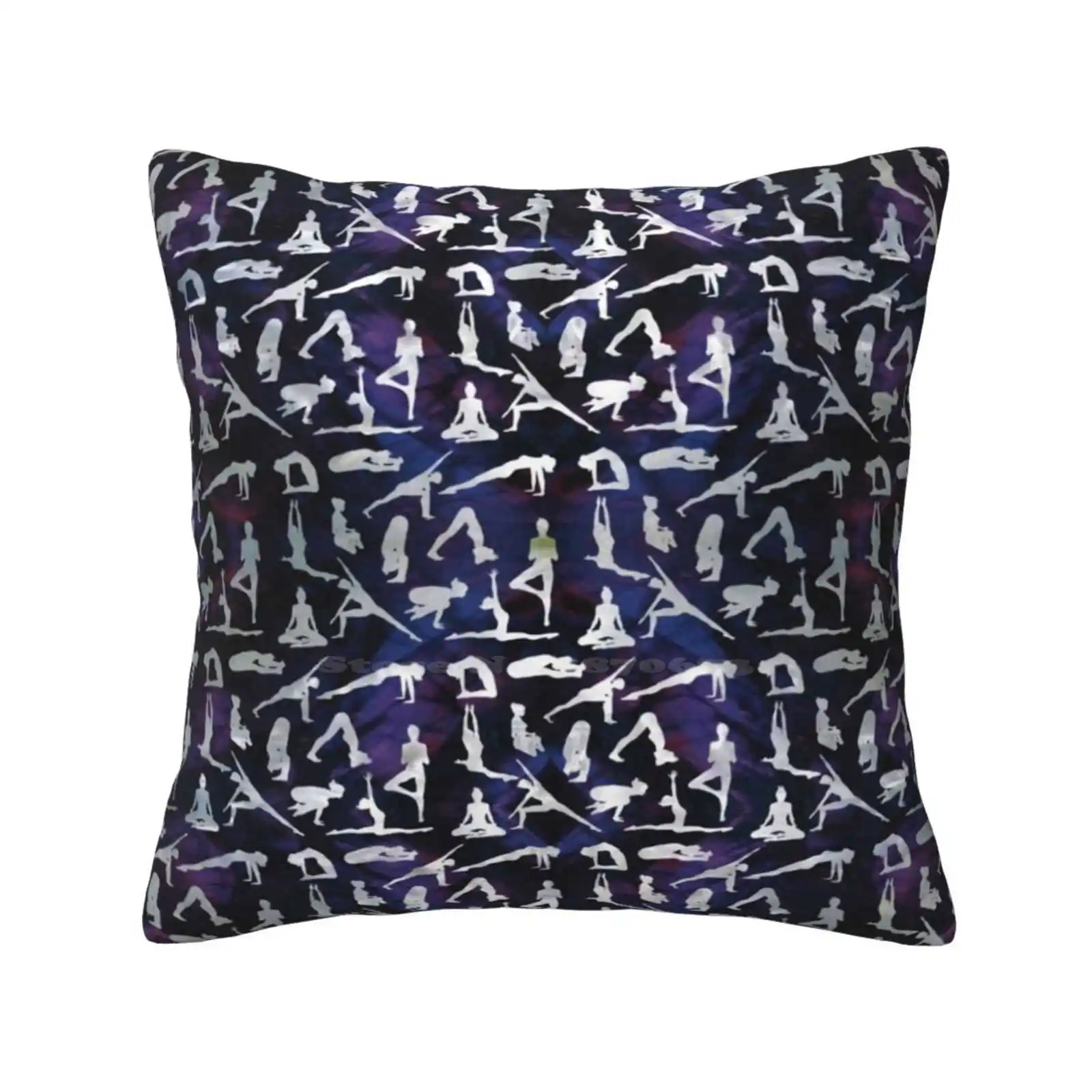 Yoga Asanas/Pose Pattern On Ametista Funny Cute Decor Square Federa Yoga Pattern Yogi Positions Asanas Sanscrito Ametista