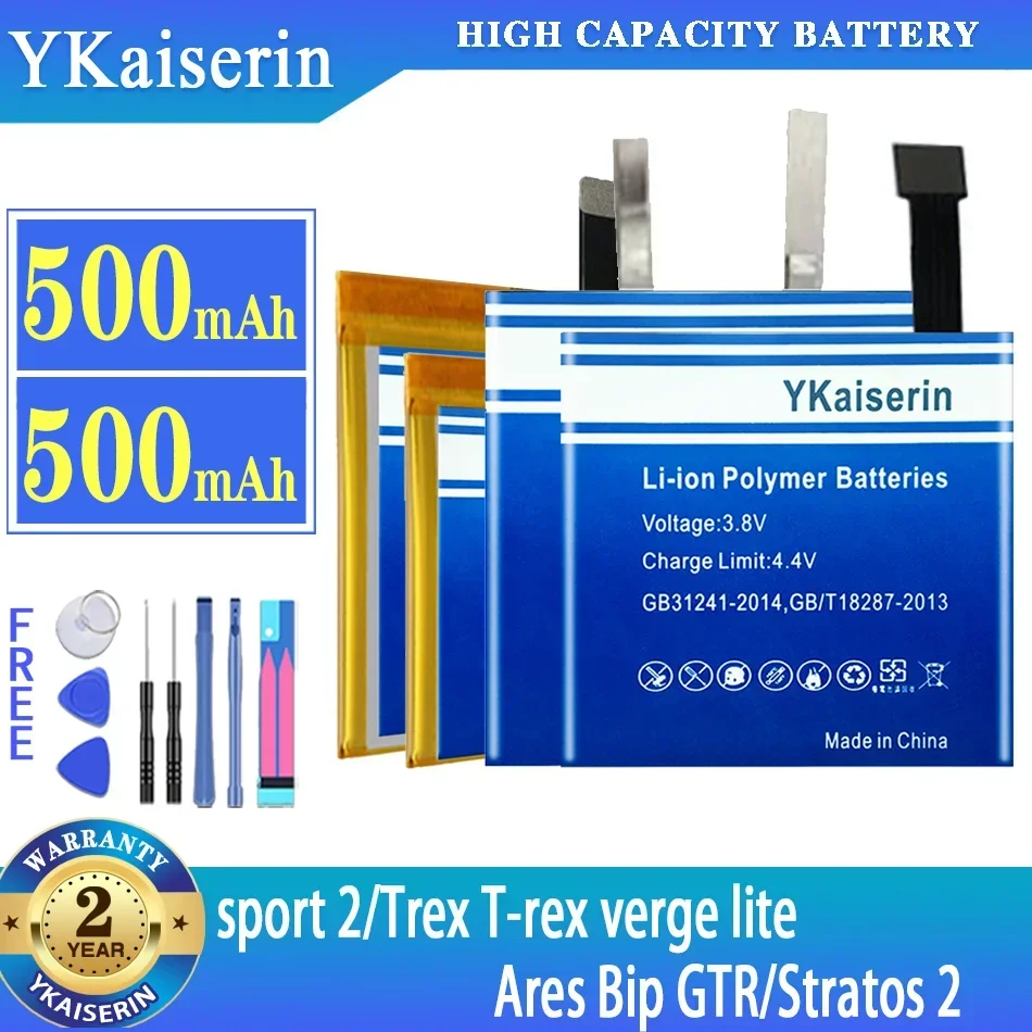 Batteria Ykaiserin Per Amazfit Ares Bip T-Rex Gtr Stratos Ii 2/Sport 2 Sport2 Pl332728V Pl402120V Pl372427V Pl502524V