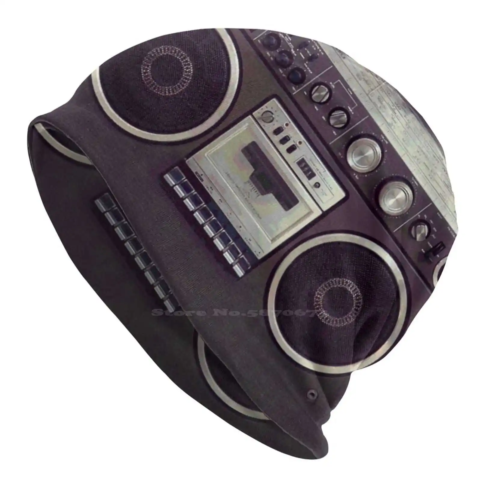 Anni '80 Retro Boombox Cassette Player Cappello Lavorato A Maglia Berretto Caldo Berretti Da Esterno Cassetta Retro Boombox Music Hood Blaster Tape 80