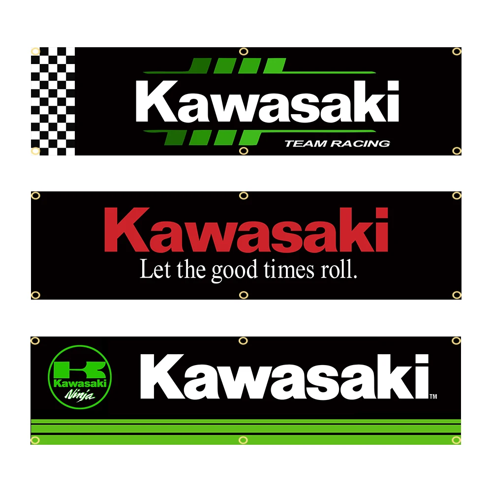 60 X240Cm Kawasakis Nijas Team Motorcycle Banner Flag Poliestere Stampato Garage O Arazzo Decorazione Esterna