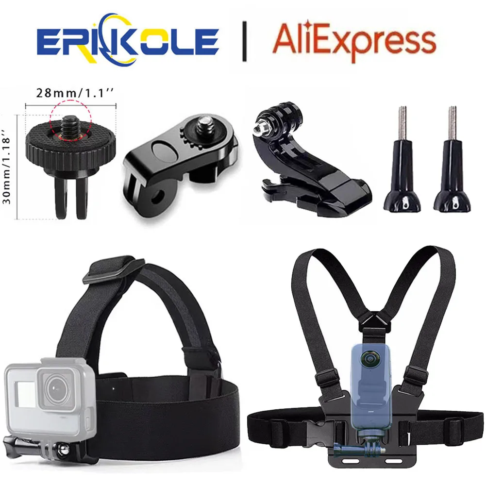 Per Gopro Hero Riding Head Strap Chest Mount Strap Kit Di Imbracatura Per Cintura Per Insta360 Yi Fusion Dji Osmo Action Camera Accessori