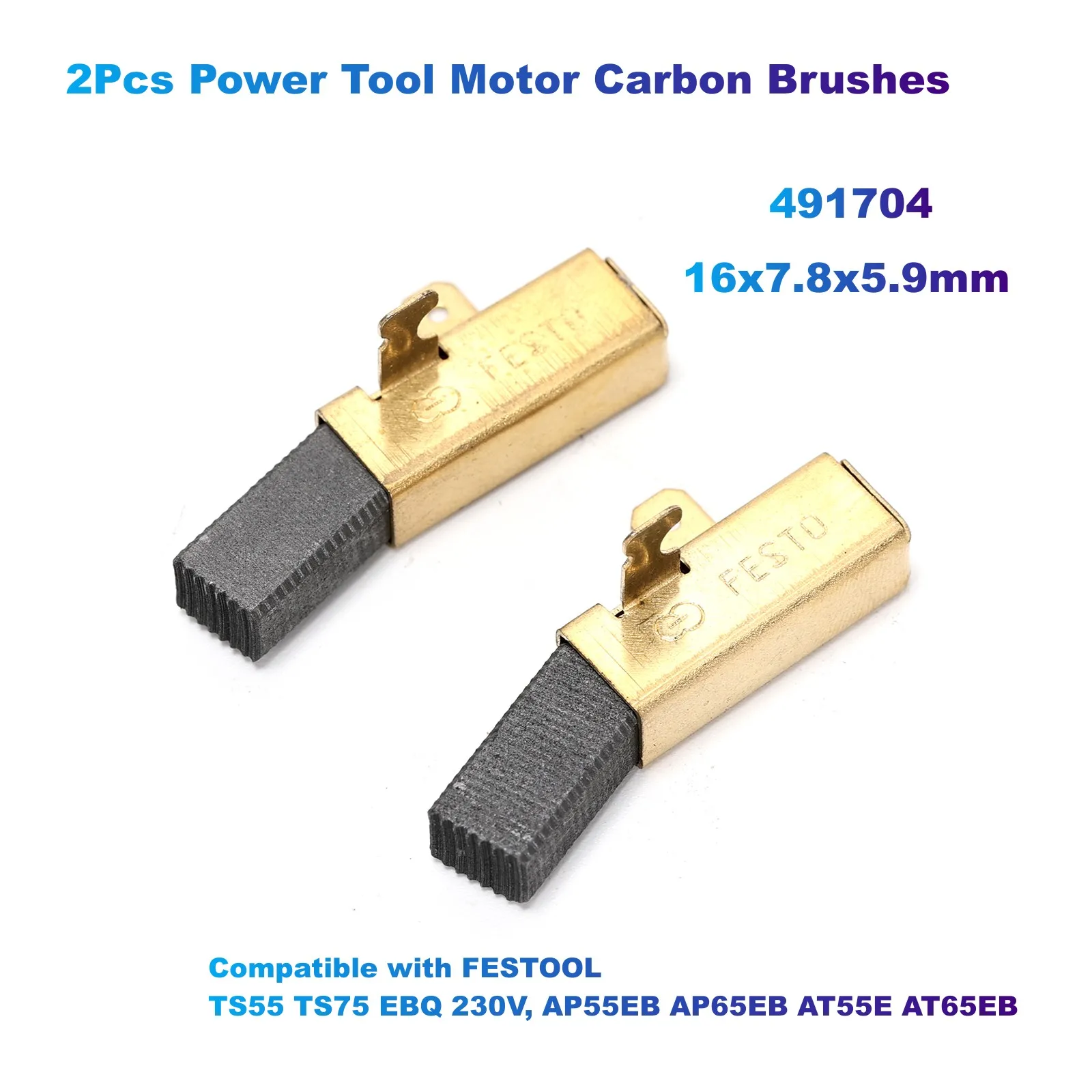 Spazzole Di Carbone Motore Per Elettroutensili Da 2 Pezzi (16X7.8X5.9Mm) 491704 Compatibili Con Festool Ts55 Ts75 Ebq 230V, Ap55Eb Ap65Eb At55E At65Eb