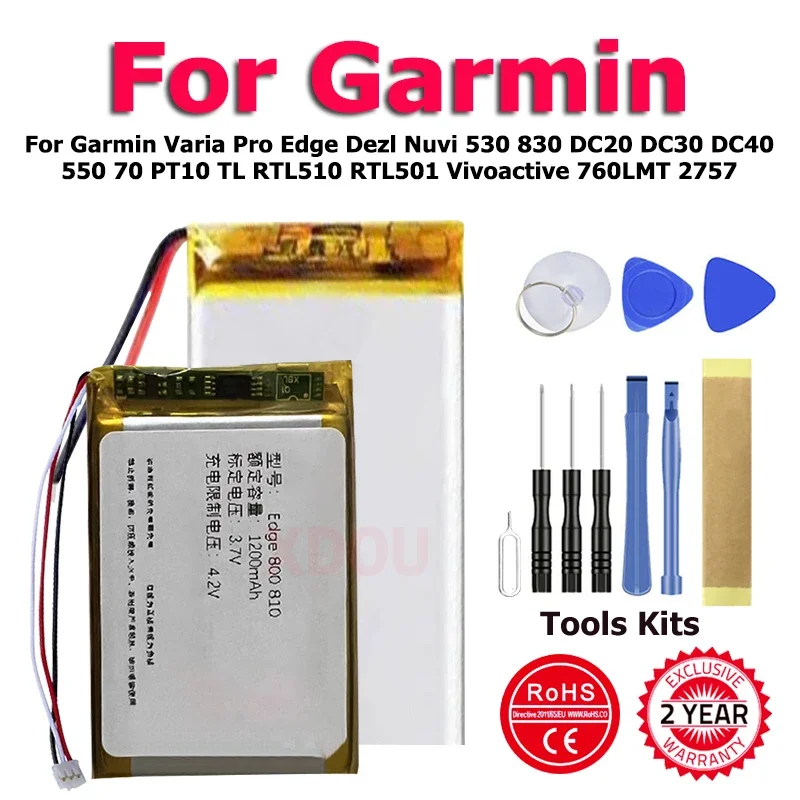 Sostituire La Batteria Per Garmin Varia Pro Edge Dezl Nuvi 530 830 Dc20 Dc30 Dc40 550 70 Pt10 Tl Rtl510 Rtl501 Vivoactive 760Lmt 2757
