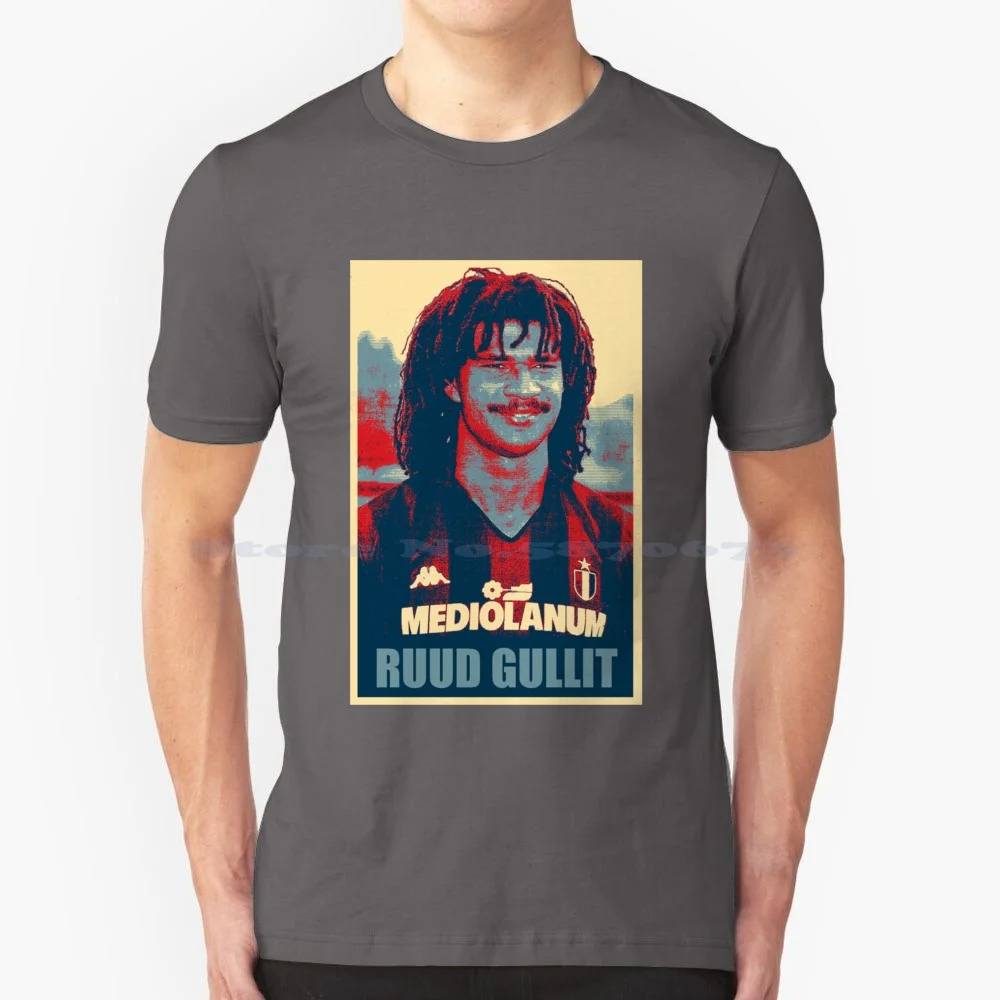 Ruud Gullit T Shirt 100% Cotone Tee Soccer Calcio Marco Van Basten Milano Paesi Bassi Amsterdam Rijkaard Gullit Cruyff Football