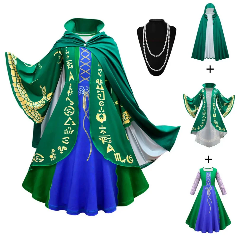 Ragazze Hocus Pocus Costume Winifred Costume Cosplay Bambini Vestito Vestito Uniforme Halloween Carnevale Costume Natale