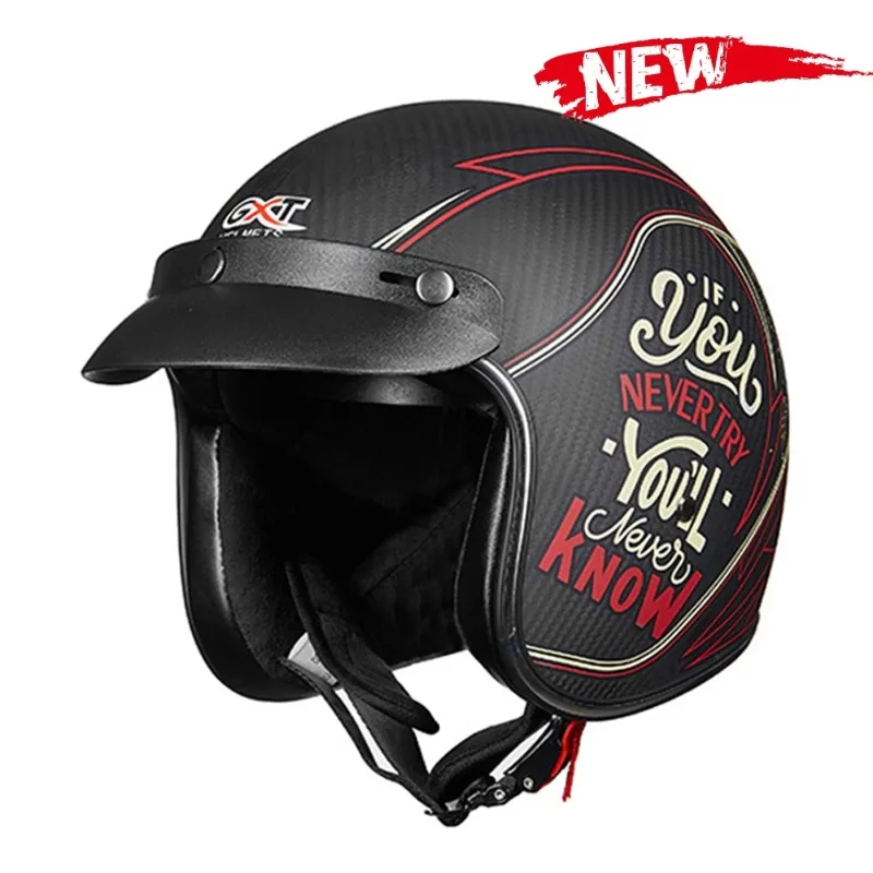 Gxt Motorcross Capacete Vintage Retro 3/4 Moto Helm Biker Motorrijden Helm Motorhelm Muslimco Moto