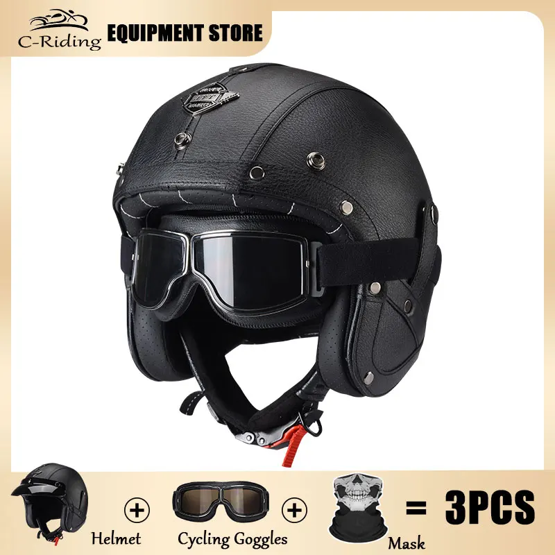 Caschi Moto Vintage Uomo E Donna Casco Casco Open Face Scooter Riding Classic Electric Motorcycle Safety Cap