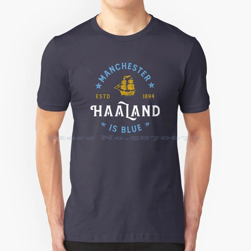 È Blu, Haaland | Maglietta City 100% Cotone Tee Is Blue City Football Soccer 2022 England Champion Uk Kdb Haaland The United