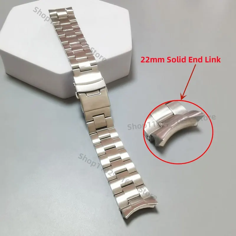 22Mm Skx007 Solido Acciaio Inossidabile 316L Estremità Curva Argento Oyster Cinturini Per Orologi Cinturino Adatto Per Orologio Skx007 Skx009