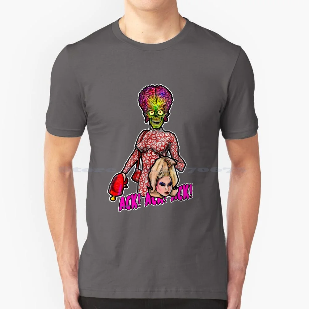 Attacco Mars. Ack! Ack! Ack! Maglietta 100% Cotone Tee Alien Retro Mars Attack Cartoon Female Old School Ackack Martian
