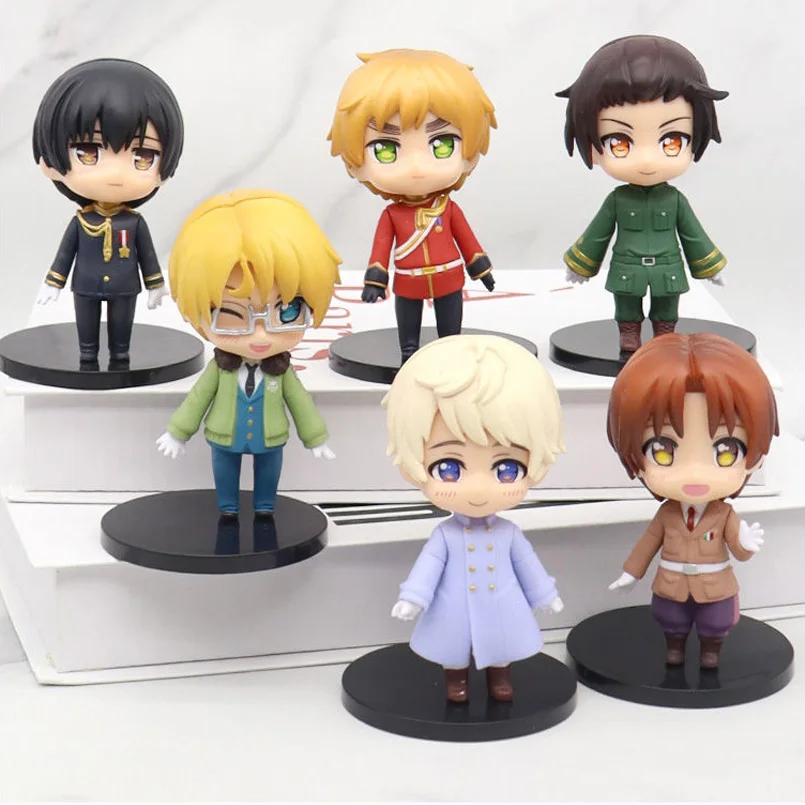 6 Pz/Set Hetalia Axis Power Anime Figure Feliciano Begas Hetalia World Stars Pvc Action Figure 9Cm Collection Model Toy Doll