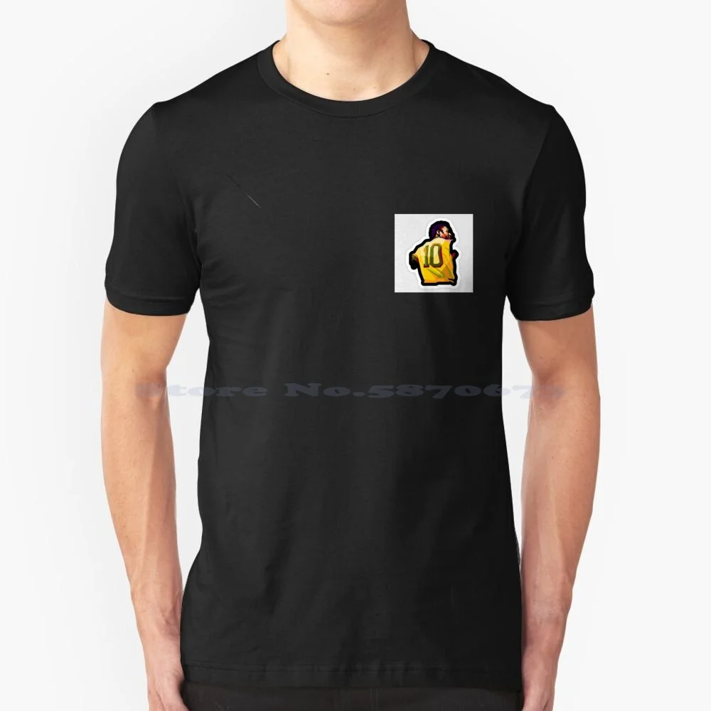 Maglietta 100% Cotone Tee Brasile 10 Maradona Santons Rip Ronaldinho Ronaldo