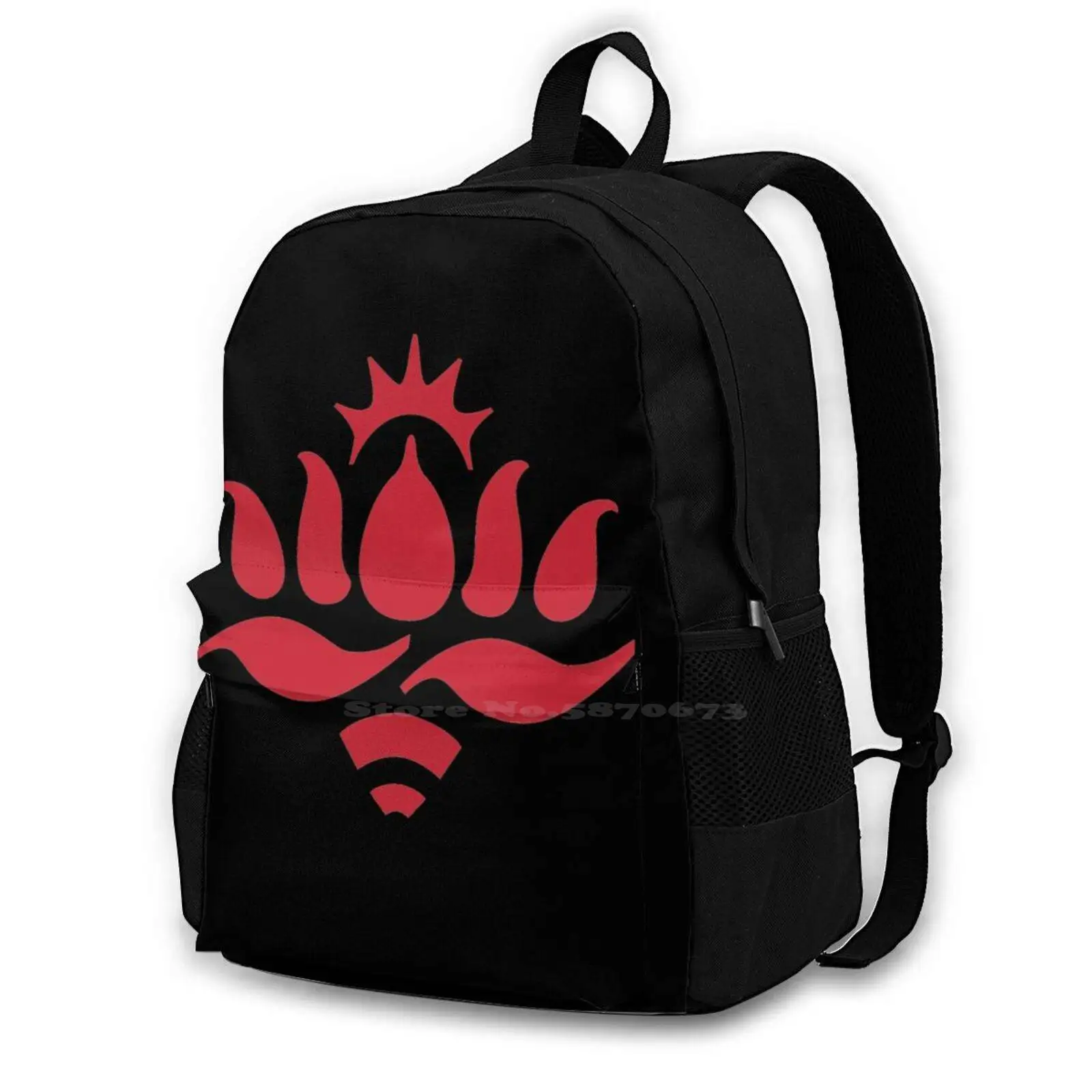 Red Lotus Logo Sfondo Nero Laptop Da Viaggio Bagpack Borse Da Scuola Red Lotus Wing Chun Wing Tsun Ving Tsun Tai Chi