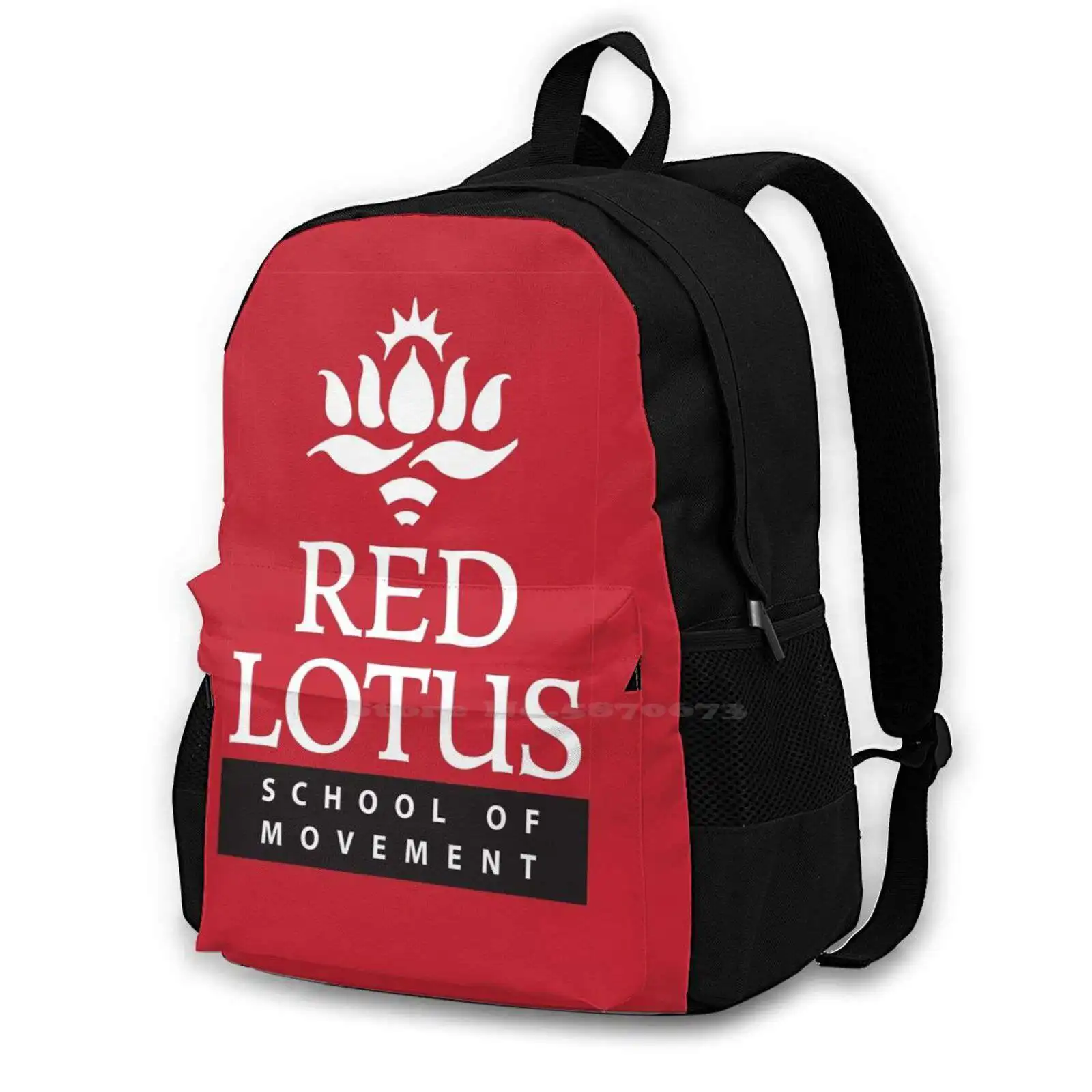 Red Lotus School (Logo Completo) Borsa Da Scuola Zaino Di Grande Capacità Laptop 15 Pollici Red Lotus Wing Chun Wing Tsun Ving Tsun Tai Chi