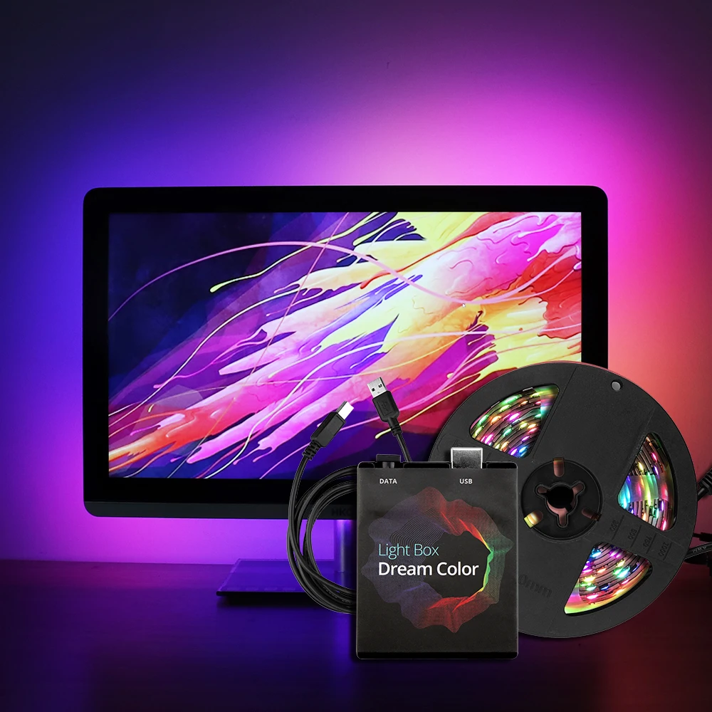 Ws2812B Strip 1-5M Usb Led Strips Light 5050 Rgb Ambient Light Dream Color Per Tv Desktop Pc Screen Retroilluminazione Illuminazione