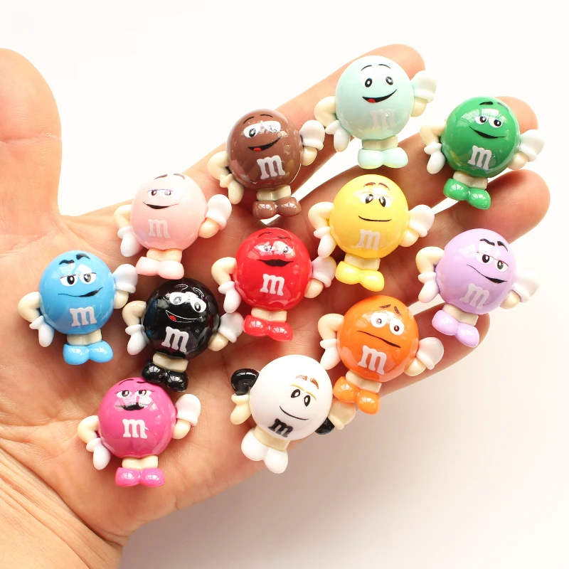 5Pcs 30*32Mm Cartoon M Bean Chocolate Funny Candy Resin Food Flatback Scrapbooking Per Fai Da Te Phone Shell Hairpin Abbellimenti